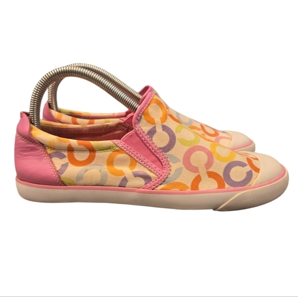 COACH BEALE PINK MULTICOLOR C MONOGRAM SLIP ON SNEAKER. SIZE 8B - Picture 2 of 14